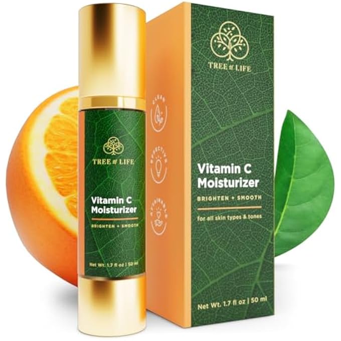 TREE OF LIFE MOISTURIZER, VITAMIN C FACE CREAM - HYDRATING & BRIGHTENING LOTION, REDUCES DARK SPOTS - DERMATOLOGIST-TESTED FOR DRY SENSITIVE SKIN - WHITENING FACIAL SKIN CARE - 1.7 FL OZ - Image 1